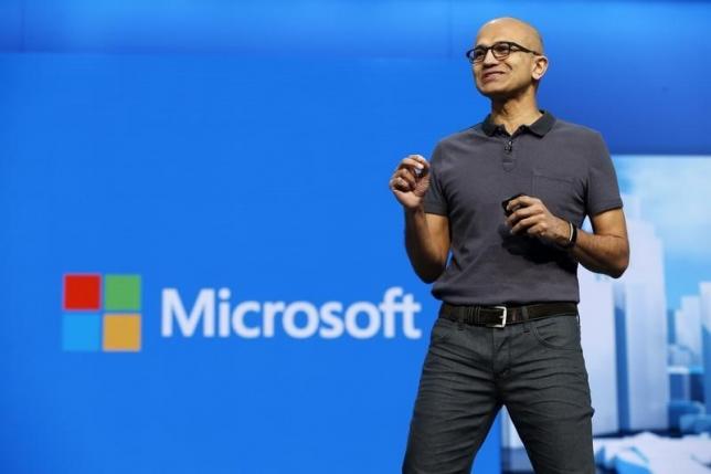 Microsoft CEO Satya Nadella delivers the keynote address during the Microsoft Build 2016 Developer Conference in San Francisco, California