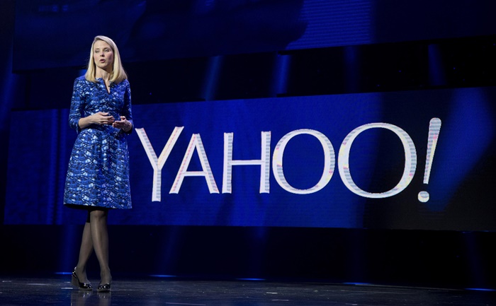 FILE - In this Jan. 7, 2014, file photo, Yahoo president and CEO Marissa Mayer speaks during the International Consumer Electronics Show in Las Vegas. Yahoo reports financial earnings on Tuesday, Feb. 2, 2016. (AP Photo/Julie Jacobson, File)