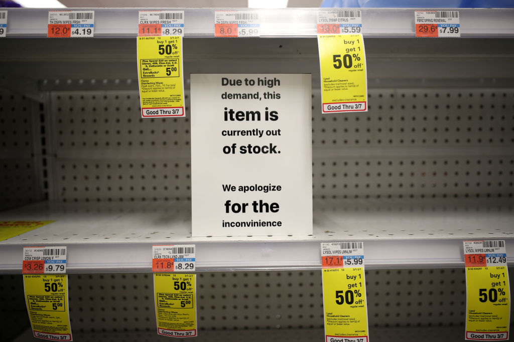 Sanitizer products out of stock in US