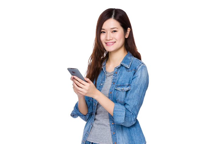 Woman use of mobile phone