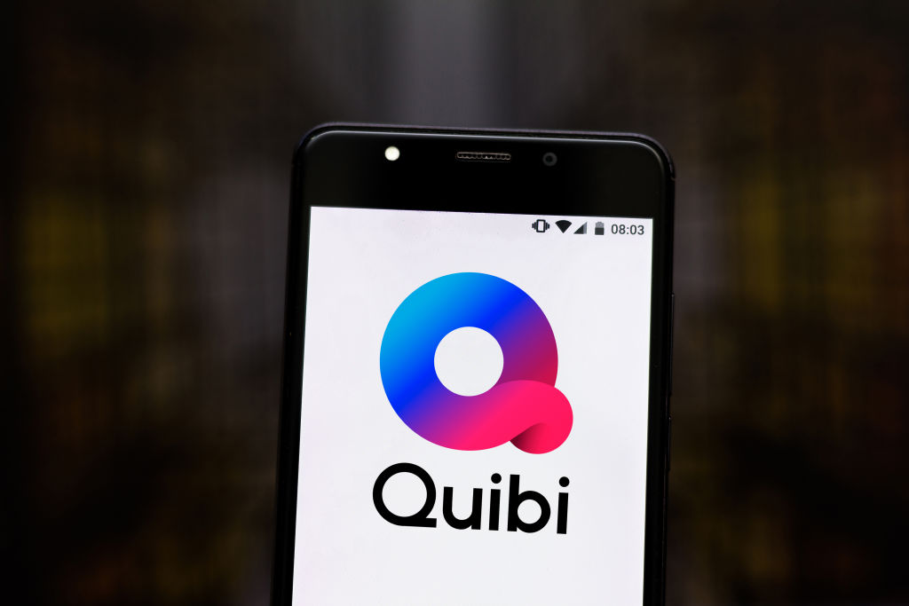 In this photo illustration the Quibi logo is seen displayed