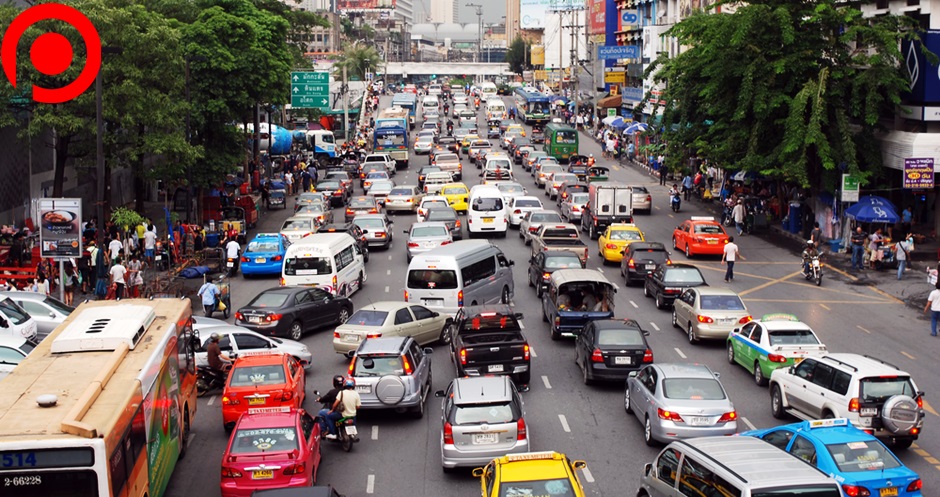 taffic jam motor car รถยนต์