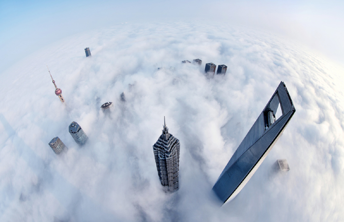 Shanghai Skyline in the Thick Fog, China
