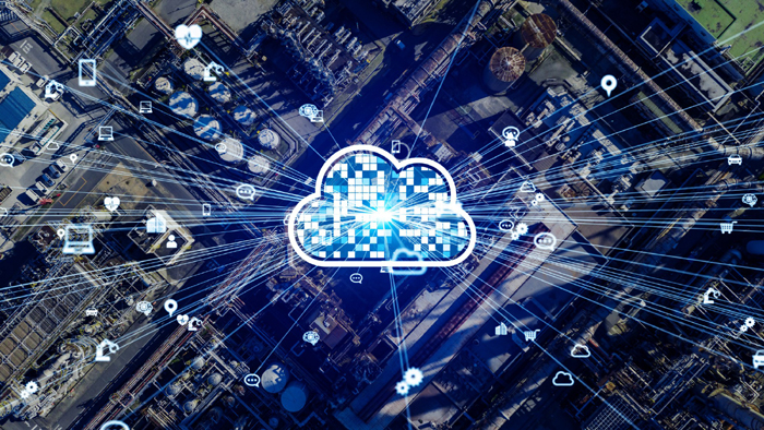 Cloud computing and industry concept. Industrial technology. INDUSTRY 4.0. Communication network.