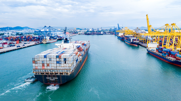 Cargo ship in the sea