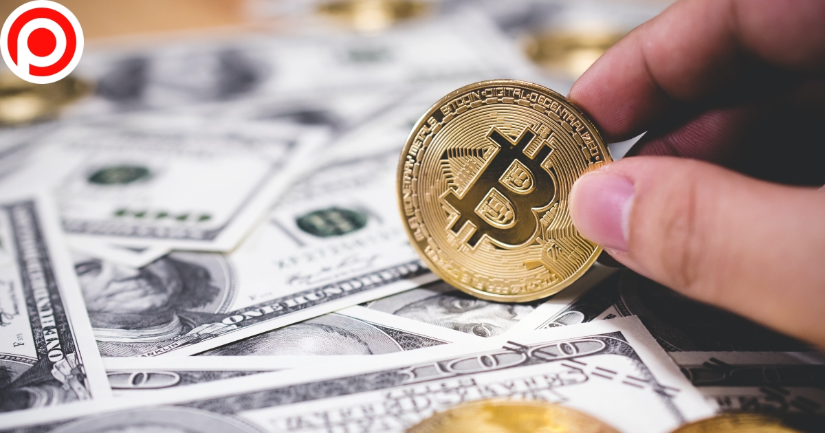 dollar Man,Or,Woman,Holding,Bitcoin,Gold,Coin,(cryptocurrency),On,Us