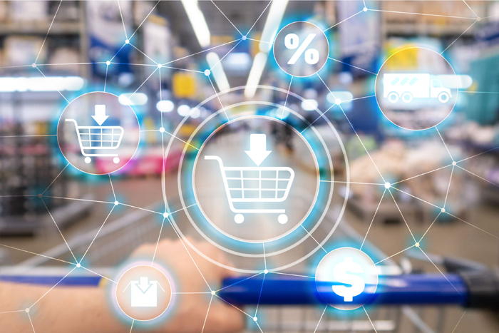 Shopping cart Ecommerce Marketing channel distribution concept o