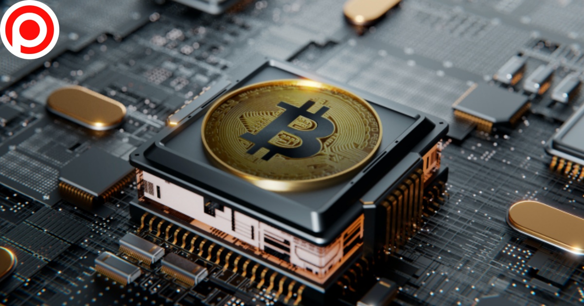 Bitcoin,Over,A,Microprocessor,In,A,Motherboard.,With,Copy,Space