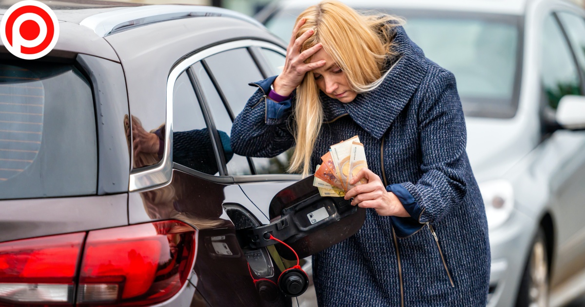 Worried,Woman,With,Euro,Cash,At,The,Car,,Put,Money