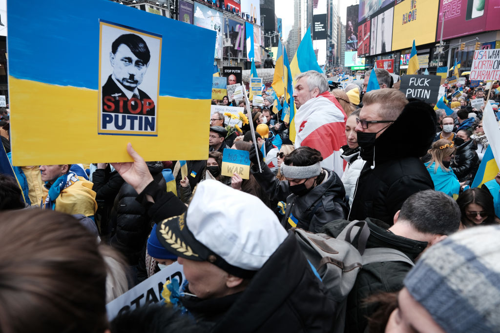 Rally In Support Of Ukraine Held In New York's Times Square