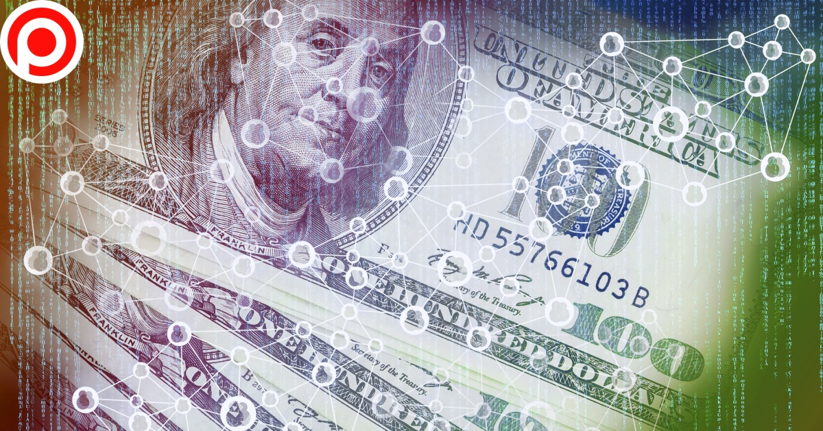 dollar digital Cyptocurrency,Or,Digital,Money,Concept,Image.,Double,Exposure,Of,Us