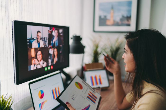 Business meeting on video call during COVID-19