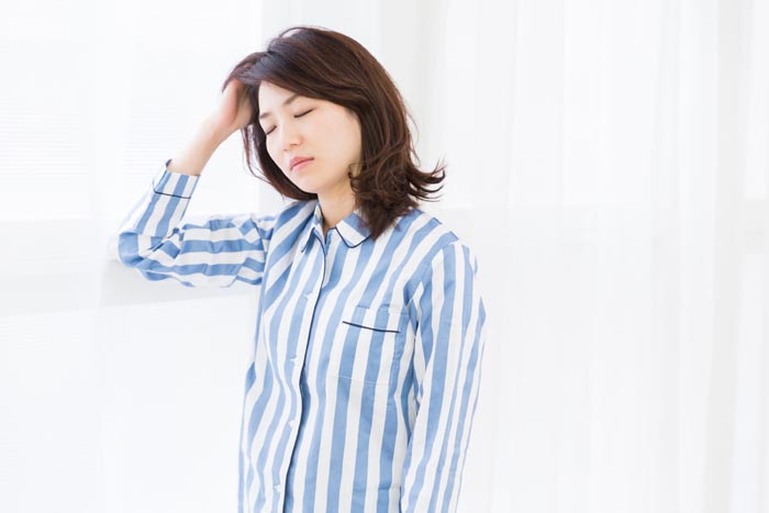 woman in night clothes,glum
