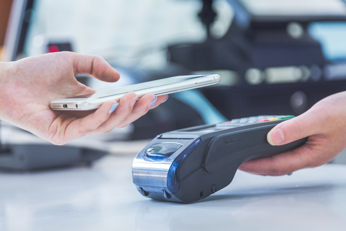 Close up of mobile payment