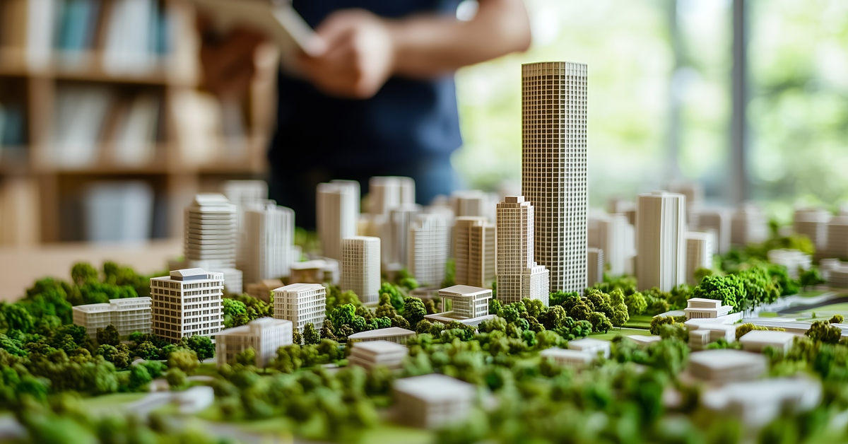 Architectural,Model,Of,A,Modern,City,With,High-rise,Buildings