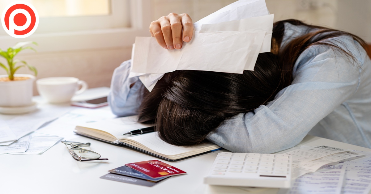 Stressed,Young,Woman,Calculating,Monthly,Home,Expenses,,Taxes,,Bank,Account