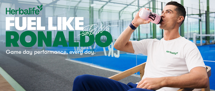Fuel Like Ronaldo Banner: Ronaldo Drinking CR 7